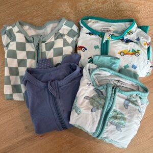 Boys Bamboo Zip Sleeper Bundle 12M – Soft Stretch Pajamas Lot mixed brands